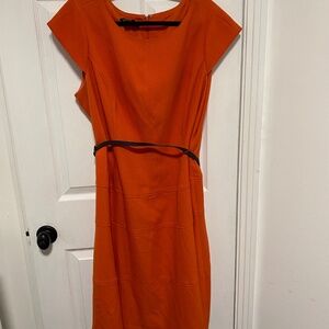 Jones New York Woman - Orange Cap Sleeve, Midi Dress with Belt - Size 18W